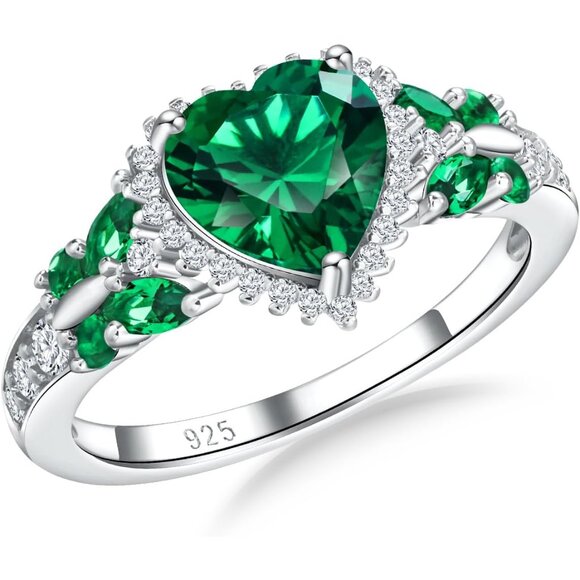 Sterling Silver Butterfly Birthstone Rings for Women 3 Carat Created Gemstone D